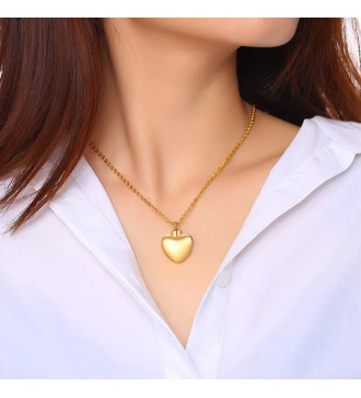 Orvosi fém kegyeleti szív medál nyakláncon, tölcsérrel - 18k arany bevonattal