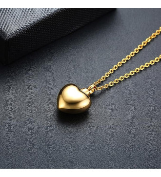 Orvosi fém kegyeleti szív medál nyakláncon, tölcsérrel - 18k arany bevonattal