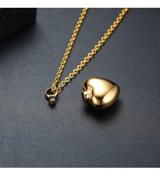 Orvosi fém kegyeleti szív medál nyakláncon, tölcsérrel - 18k arany bevonattal