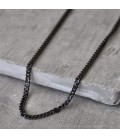 Lapított láncszemes nemesacél nyaklánc (60 cm - 3 mm) - Fekete