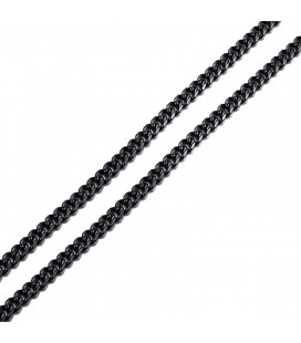 Lapított láncszemes nemesacél nyaklánc (60 cm - 3 mm) - Fekete