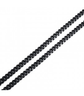 Sűrű láncszemes nemesacél nyaklánc  fekete bevonattal (60 cm - 5 mm)