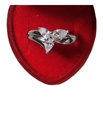 Kristályvirág gyűrű, ródium bevonattal