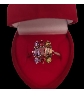 Színes kristályos 18k gold filled gyűrű