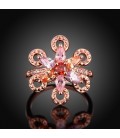 ékszer webshop Színes cirkóniavirág, rózsaaranyozott gyűrű