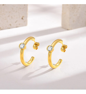 Nemesacél félkarika fülbevaló, arany bevonattal