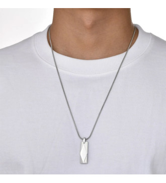 Téglalap nemesacél férfi nyaklánc, rombusz mintával