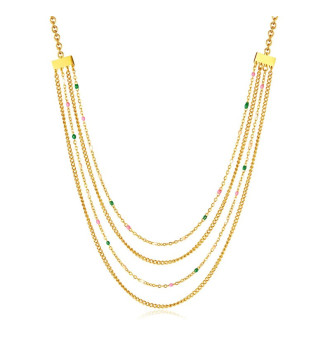 Szív díszes nemesacél nyaklánc rozé arany bevonattal