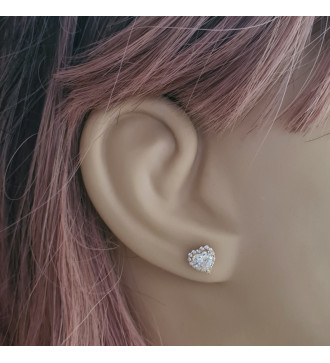 Kristályos szívek, 9K arany fülbevaló