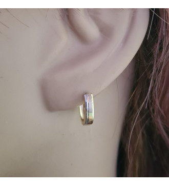 Kéttónusú, 14 k arany ovális fülbevaló