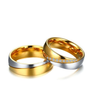 Cirkónia sávos, női karikagyűrű arany bevonattal