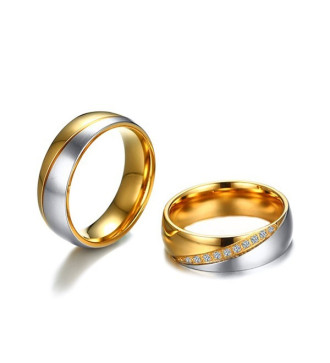 Cirkónia sávos, női karikagyűrű arany bevonattal