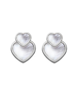 Karika nemesacél fülbevaló, négyzet alakú kristályokkal