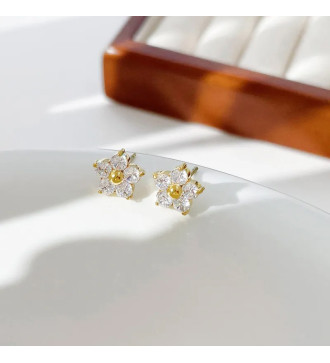 Kristályvirág nemesacél fülbevaló - Fehér