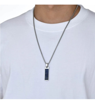 Téglalap nemesacél férfi nyaklánc, lapis lazuli berakással Téglalap nemesacél férfi nyaklánc, lapis lazuli berakással