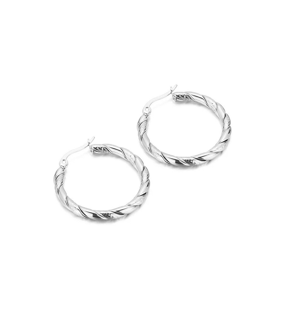 Csavart mintás, karika nemesacél fülbevaló