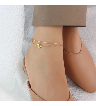 Elegáns, kétsoros nemesacél bokalánc, 18k arany bevonattal