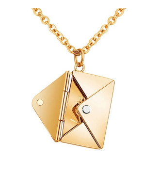 Hosszú fazonú nemesacél nyaklánc szív és angyalszárny díszekkel