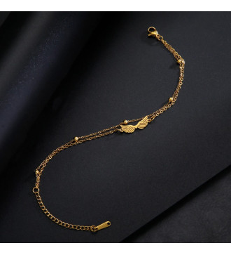 Angyalszárny, kétsoros nemesacél karkötő - arany