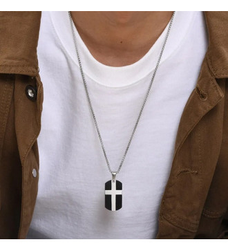 Dögcédula nemesacél férfi nyaklánc, kereszt mintával Dögcédula nemesacél férfi nyaklánc, kereszt mintával