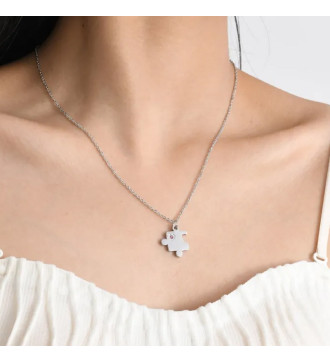 Puzzle 2 részes, gravírozható páros medál és nyaklánc szett