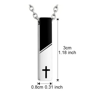 Nemesacél kegyeleti medál nyakláncon, kereszt dísszel Nemesacél kegyeleti medál nyakláncon, kereszt dísszel