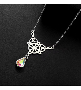Wicca nemesacél nyaklánc AB csepp kristállyal Wicca nemesacél nyaklánc AB csepp kristállyal