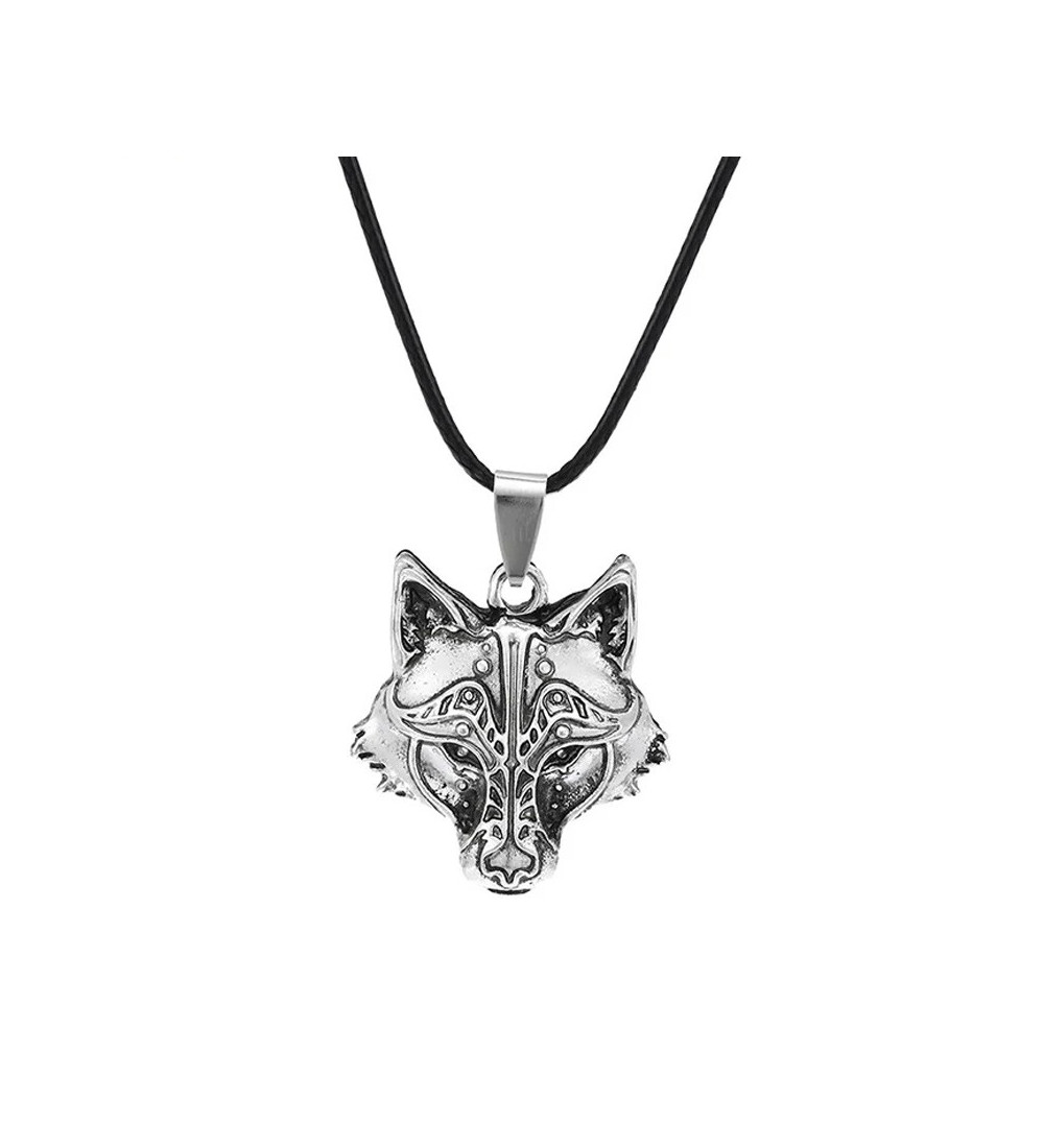 Nordic farkas medál fekete nyakláncon - antikolt Nordic farkas medál fekete nyakláncon - antikolt