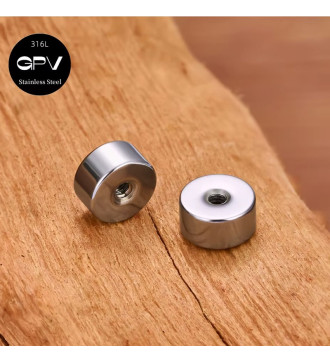 Kerek, menetes nemesacél fülbevaló zár 4x1 mm - 3 pár