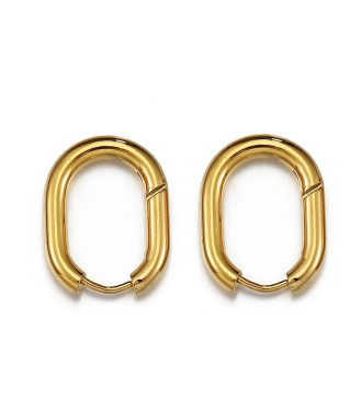 Nemesacél geometrikus fülbevaló, 18k arany bevonattal