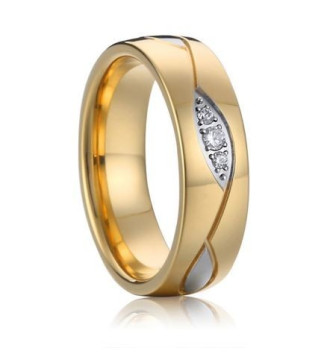 Aranyozott, női karikagyűrű kristályokkal, nemesacélból