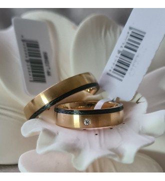 Vesper prémium női nemesacél karikagyűrű, fekete sávval díszítve