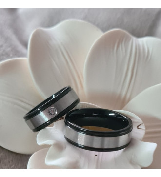 Noir fekete sávos, prémium nemesacél férfi karikagyűrű