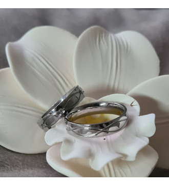 Elegáns férfi nemesacél karikagyűrű, dupla hullám mintával