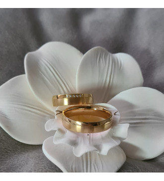 2 sávos, aranyozott női nemesacél karikagyűrű cirkóniával