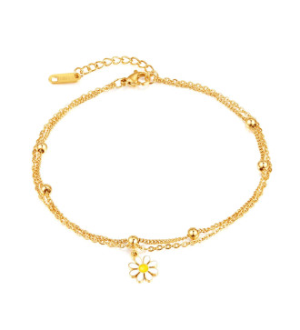 Daisy, virág díszes nemesacél bokalánc, 18k arany bevonattal