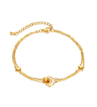 Gyöngyház szív nemesacél bokalánc, 18k arany bevonattal