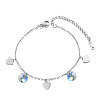 Szivárvány kristályos nemesacél bokalánc