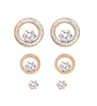 Nemesacél négyzet & kör medál nyakláncon, rozé arany bevonattal