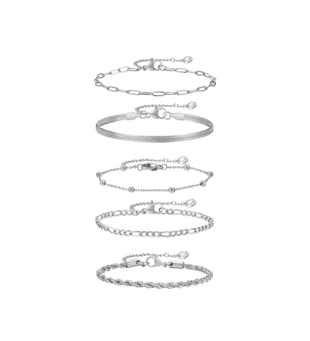 5 részes nemesacél karkötő szett - ezüst