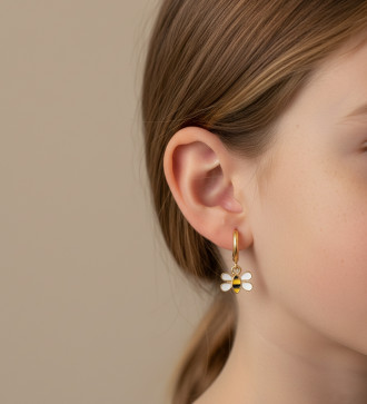 Méhecske, orvosi fém kislány fülbevaló