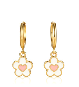 Lila cica és pillangó, orvosi fém kislány fülbevaló szett, csavaros zárral