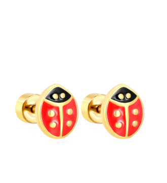 Katica, nemesacél gyerek fülbevaló, csavaros zárral - arany