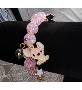Pink gyöngyös karkötő szett gyerekeknek, charmokkal