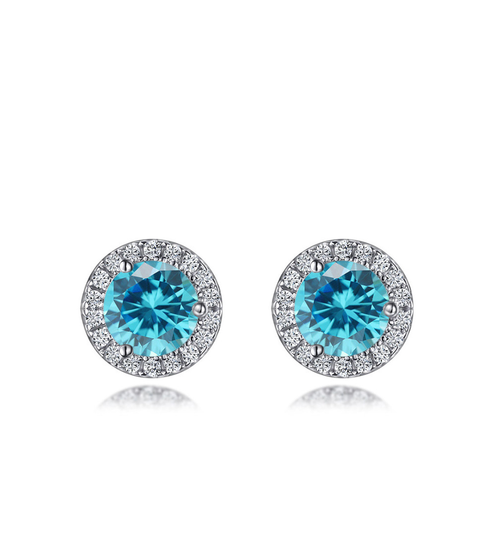 Aquamarin kék kristályos kör fülbevaló