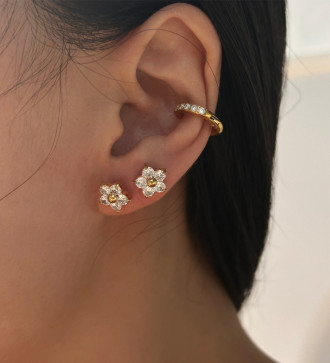 Kristályvirág nemesacél fülbevaló - Fehér