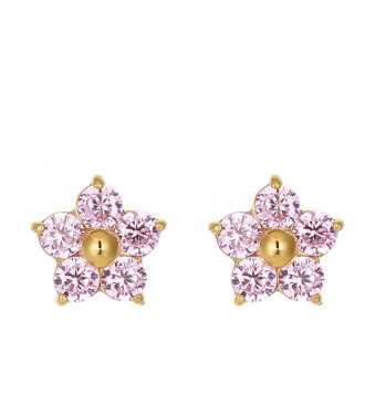 Kristályvirág nemesacél fülbevaló - Rózsaszín