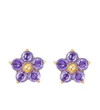 Kristályvirág nemesacél fülbevaló - Lila