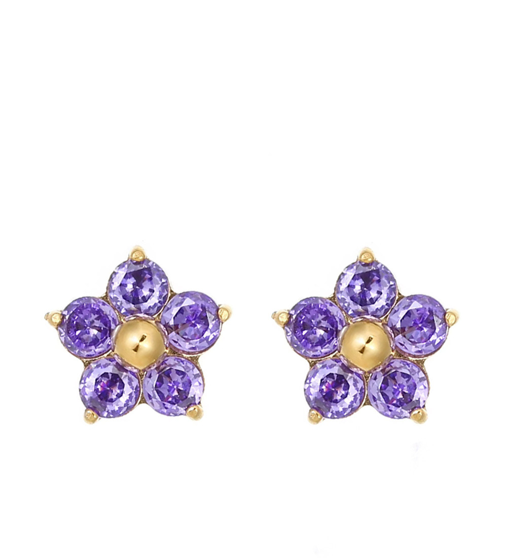 Kristályvirág nemesacél fülbevaló - Lila