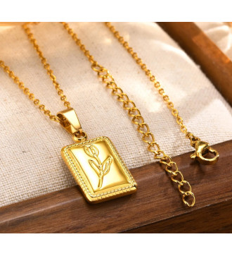 Tulipán nemesacél nyaklánc